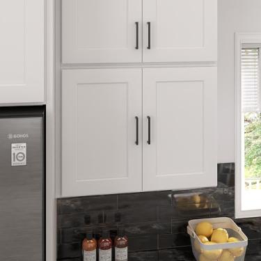 Imagem de Furinno Armário de cozinha de parede pronto para montar 2 portas, 12 (P) x 76 (L) x 61 A, branco