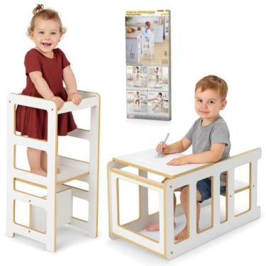 Imagem de Torre Aprendizagem Montessori Mesinha Regula Altura Bebe - Junges
