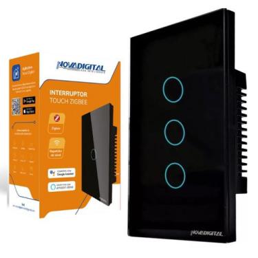 Imagem de Interruptor novadigital zigbee touch 3 botões - Nova Digital, Preto