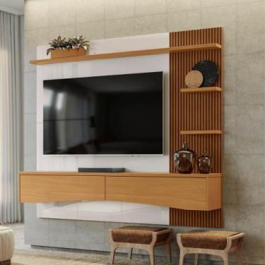 Imagem de Painel Kiev off white perolizado/tauari ripado - Mais de Casa