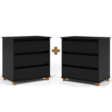 Imagem de Mesa De Cabeceira Grande 2 Unidades Preto E.j Móveis