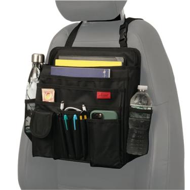 Imagem de Lusso Gear Organizador de assento de carro para encosto de cabeça – Oxford preto – suporte para pendurar no assento, suporte de documentos e laptop com cantos reforçados – serve para caminhões e SUVs