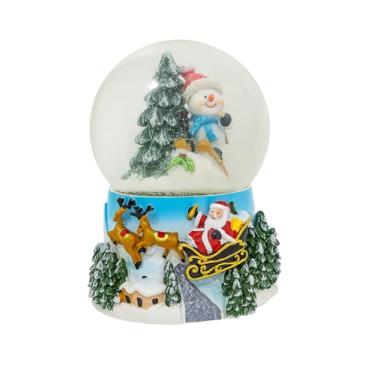 Imagem de Globo De Neve Musical Colorido Papai Noel Enfeite Decorativo