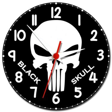 Imagem de Relógio de Parede Caveira Preta Black Skull Decoração