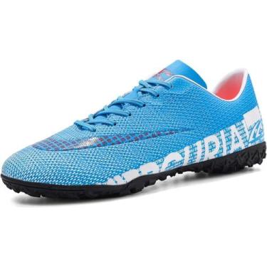 Imagem de Tênis de futebol masculinos de futebol com pontas longas, couro e borr