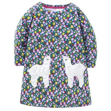 Imagem de Vestido feminino hongshilian de algodão de manga comprida 6T alpaca e 
