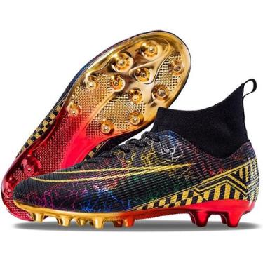 Imagem de Tênis de futebol masculinos de futebol com pontas longas, couro e borr