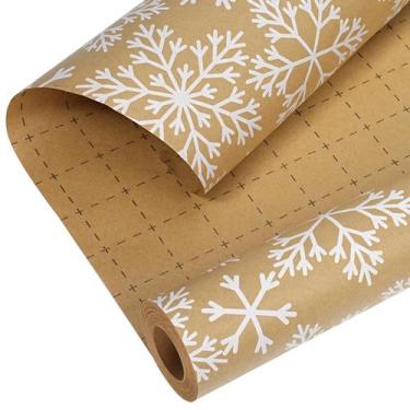 Imagem de Embrulho de presente LaRibbons Kraft Christmas Paper Snowflake 43x1000