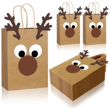 Imagem de Sacos de presente de Natal Kraft Paper Reindeer 36 unidades FOGWOWO