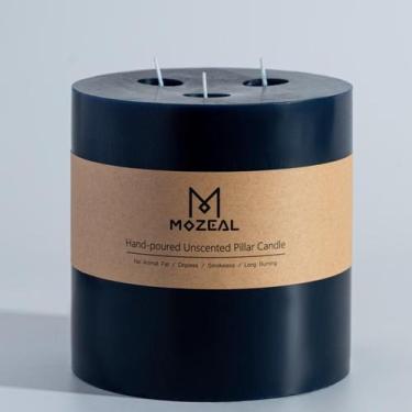 Imagem de Vela Pillar MOZEAL Extra Large 3 Wick Azul Marinho 15x15cm