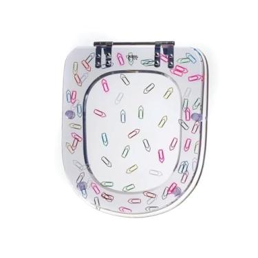 Imagem de Assento Sanitário Poliéster Para Louça Life/Vogue Plus (Celite/Deca) Aço Decorado 'Clips' Incolor Sedile Incolor