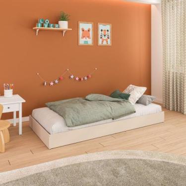 Imagem de Cama Infantil Solteiro Auxiliar Isis Mobikasa, Off White Fosco