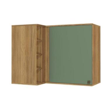Imagem de Armário Aéreo De Canto Reto Celeste Mdf 1 Porta 4 Nichos - KAPPESBERG