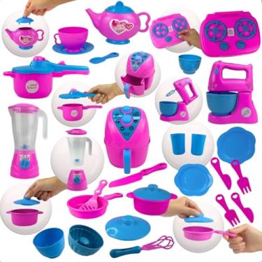 Imagem de Cozinha Infantil Completa com Fogão e Batedeira Kit de Utensílios de Plástico Educativo.