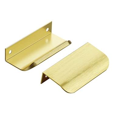 Imagem de Ravinte Hardware Pacote com 8 puxadores de armário dourados, puxadores de armário de 80 mm, puxadores de dedo para armários