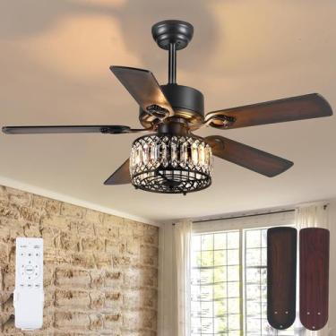 Imagem de Ventilador de teto Kviflon Farmhouse de 48 polegadas com luz e control