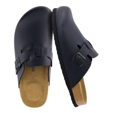 Imagem de CUSHIONAIRE Tamancos femininos Hana | Tamancos femininos confortáveis de camurça vegana | Sapatos de batata sem cadarço com palmilha de cortiça e suporte de arco | Espuma viscoelástica, larguras