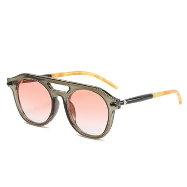 Imagem de Óculos de Sol Masculinos com Ponte Dupla e Rebites, Lentes Degradê Transparentes com Proteção UV400, Estilo Punk Feminino, Ideais para Esportes ao Ar Livre, Corrida e Ciclismo, em Tons de Cinza e Rosa