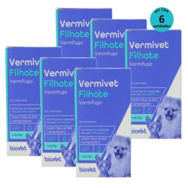 Imagem de Kit Vermivet Filhotes Biovet 20ml Com 6 unidades