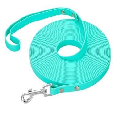 Imagem de Coleira longa de treinamento para cães à prova d'água com guia longa para uso ao ar livre para cães pequenos, médios e grandes, treinamento externo, brincar, acampar (verde menta, 30 pés)