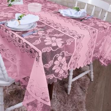Imagem de Toalha Para Mesa RETANGULAR 06 Cadeiras Renda Jcm 2,00 X 1,40 Cm. DESENHO PODE SER DIFERENTE.(ROSA)