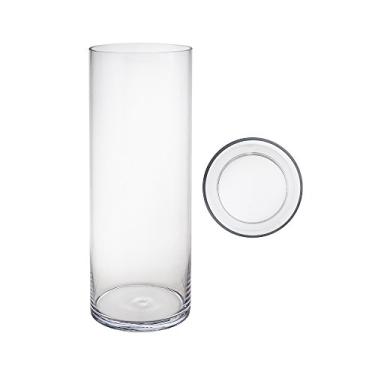 Imagem de Mega Vases Vaso cilíndrico de 15 cm x 50 cm, vidro transparente decorativo com base resistente, centros de mesa de casamento, buquês de flores, decoração de casa, celebrações, festas, planejamento de