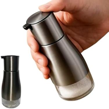Imagem de Porta Temperos de Vidro e Aço Inox, 320ml, Dosador Retrátil, 8,5 x 6,7cm, Acabamento Escovado, para Cozinha