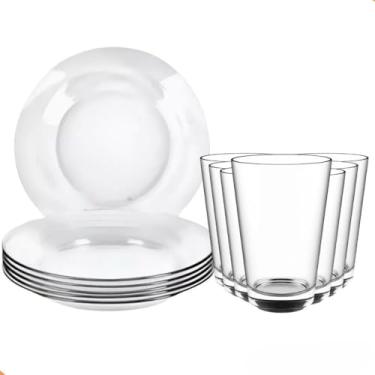 Imagem de Jogo De Pratos Fundos Aparelho De Jantar Em Vidro (Pato Liso + Arizona)