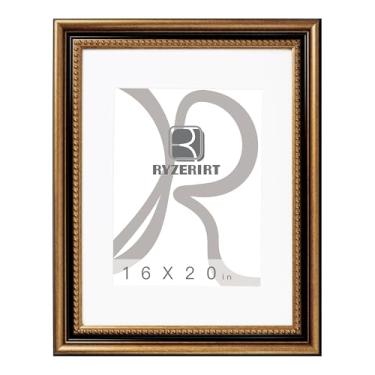 Imagem de RYZERIRT Moldura de madeira de 40,6 x 50,8 cm, exiba imagens 28 x 35,5 cm com tapete ou 40,6 cm x 50,8 cm sem tapete, molduras douradas para pôster, moldura para pendurar na parede 06