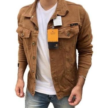 Imagem de Jaqueta Sarja Caramelo Detalhes Destroyed Masculina-Masculino