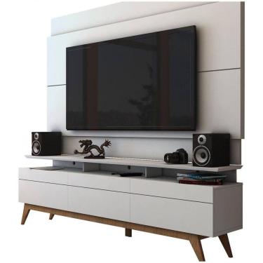 Imagem de Rack Com Painel Para Tv 55 Polegadas Branco Classic +3g - Imcal Móveis