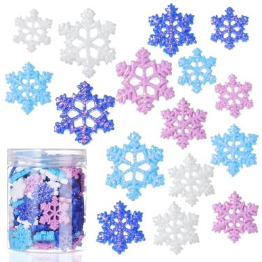 Imagem de WILLBOND 150 peças mini floco de neve para artesanato minúsculo floco de neve de resina pequena decoração de enfeite de neve de plástico de Natal com caixa de armazenamento para decoração de festa de