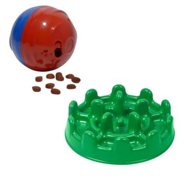 Imagem de Kit Redondog P Comedouro Lento Mini Pet Fit Brinquedo Interativo Para Cães Pequeno Porte (Verde)