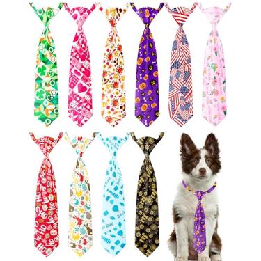Imagem de PET SHOW Pacote com 10 gravatas para cães grandes de raças grandes GG acessórios ajustáveis para cuidados pessoais, gravatas borboletas, meninas, meninos, animais de estimação, fantasias de festivais