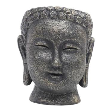 Imagem de Fenteer Vaso em formato de cabeça de Buda, recipiente para plantas e flores, decoração original, presente de aniversário, vaso para plantas ideal para café, 9 Cm X 9.4 Cm X 11 Cm