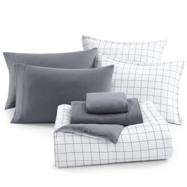 Imagem de Casa Platino Conjunto de cama California King Size pré-lavado – Conjunto de cama king size de microfibra escovada macia e aconchegante com edredom, lençol de cima, lençol com elástico, 2 fronhas e 2