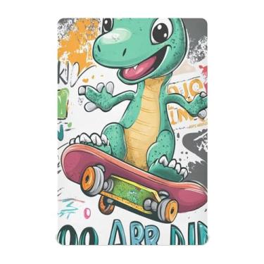 Imagem de STAYTOP Lençóis de berço de dinossauros brincando de skate para meninos e meninas, lençol com elástico para berço padrão e colchão infantil, lençol de microfibra supermacia, 132 × 71 x 22 cm