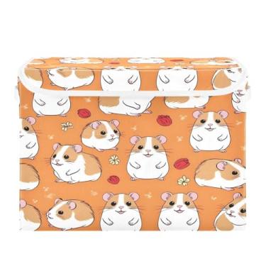 Imagem de CEBUGI Caixotes de armazenamento com tampas, caixa de armazenamento de tecido dobrável, caixas organizadoras de cubo de hamster para prateleiras de armário de casa e quarto, 40 x 30 x 30 cm