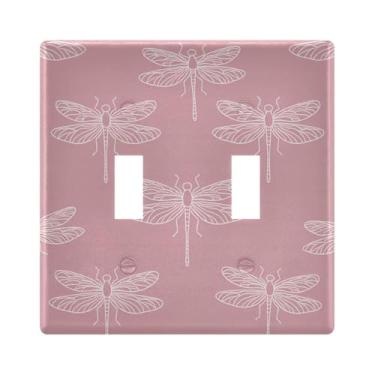 Imagem de Burbuja Dragonflies on Soft Pink Toggle Light Switch Wall Plate Cover, placa decorativa para parede, parafusos incluídos, 2 gangs