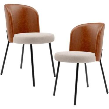 Imagem de Kit 2 Cadeiras Sala De Jantar Estofada Gavi L02 material sintético Cam