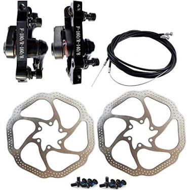 Imagem de BQSHOP HS1 Kit de freio a disco de bicicleta - Mountain Bicycle Mecânica dianteira e traseira 160 mm rotor de pinça BB7 BB8 Whit parafusos e cabo (BB8)