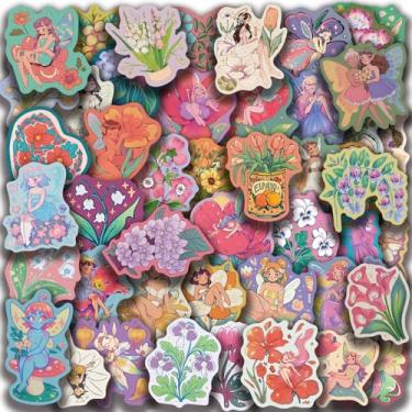 Imagem de 50 peças de adesivos de fada borboleta - vinil impermeável estética meninas adesivos para garrafas de água, álbuns, laptops, lembrancinhas de festa de aniversário