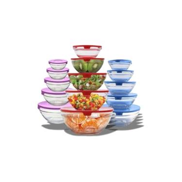 Imagem de Conjunto 5 Potes de Vidro com Tampa, 120ml a 900ml, Empilháveis, para Armazenamento de Alimentos, Micro-ondas e Freezer