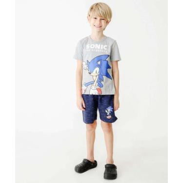 Imagem de Bermuda Infantil Moletinho Flamê Sonic Tam 4 a 10-82509, Azul, 10