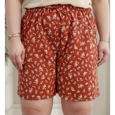 Imagem de Short Plus Size Estampado Com Bolso Leve Tecido Duna - 40 Graus, Terra