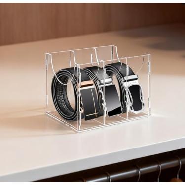 Imagem de Organizador de cinto, organizador de acrílico para armário, suporte de cinto transparente com 3 compartimentos para gravata borboleta