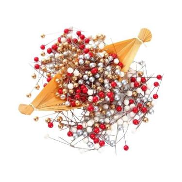 Imagem de Enfeites De Natal Em Forma De Frutas Vermelhas Douradas 50 Peças Decor