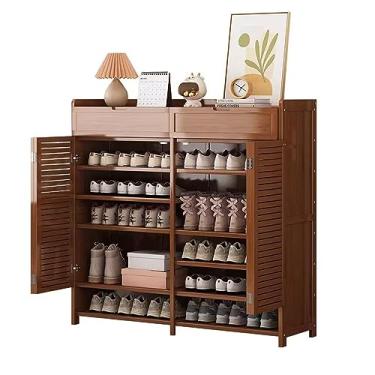 Imagem de NRNQMTFZ Armário de armazenamento portátil para sapatos, organizador de sapatos para entrada, armário de sapatos de bambu, armário de sapatos para entrada, para quarto, corredores (90 cm/35,4 pol.)