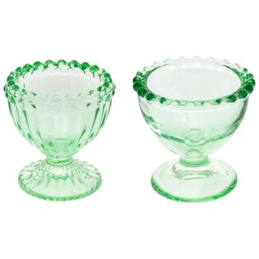 Imagem de Boston International Copos de vidro para ovos — Suportes de mesa decorativos para café da manhã e Páscoa, (conjunto de 2) 5,7 cm x 5,7 cm, verde claro