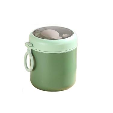 Imagem de Kit Trio Marmita Inox 304 Com Isolamento Bloqueio De Temperatura 290ML A 600ML(Verde 530 ml)